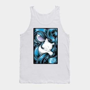 Cthulhu & White Cat Friend - Black Outlined Version Tank Top